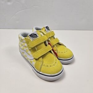New Vans Kids Yellow Checkerboard SK8- Mid Reissue Sneakers Size 8